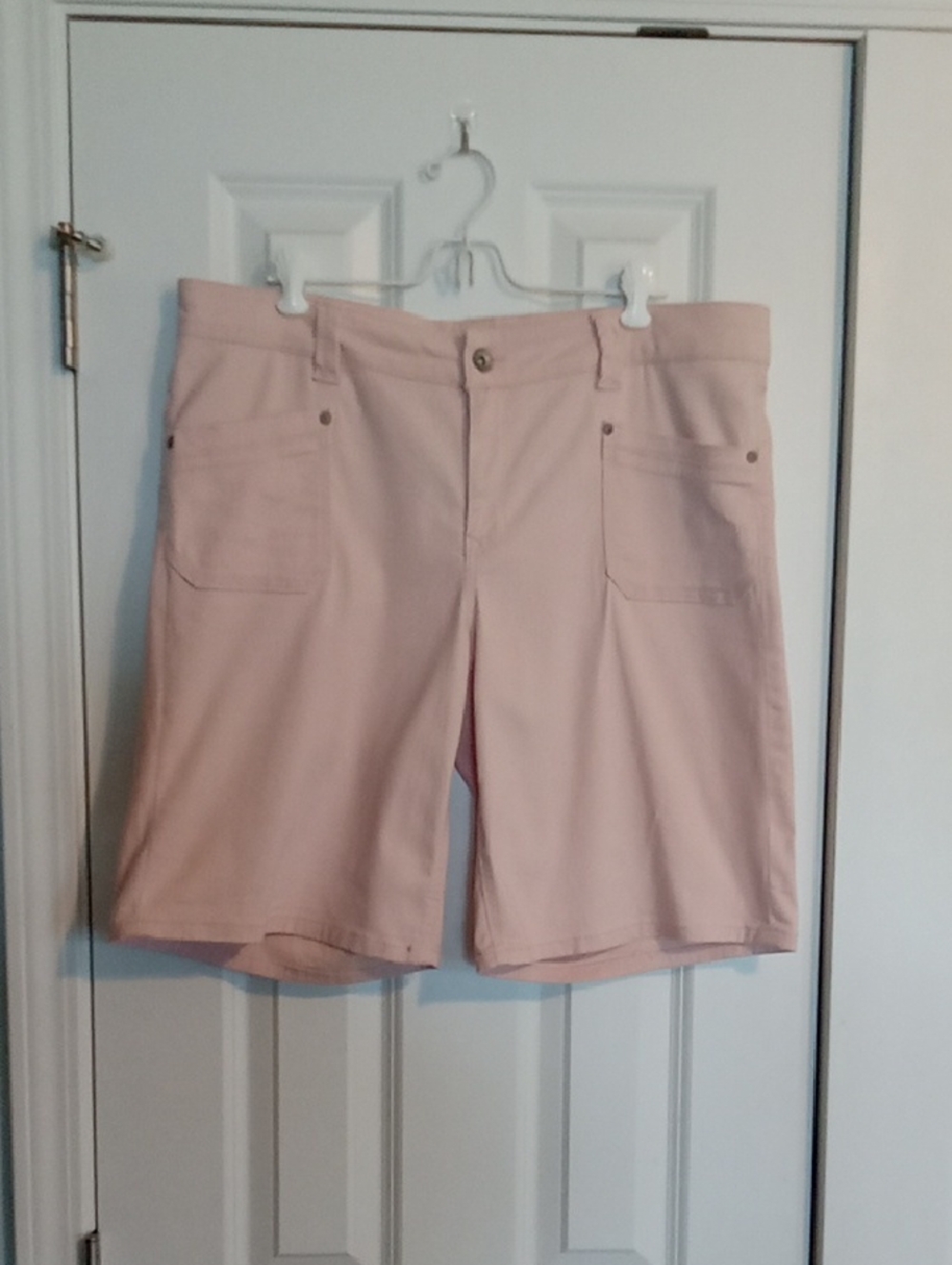 Hannah Light Pink Casual Shorts with Subtle Stitching - Picture 2 of 5